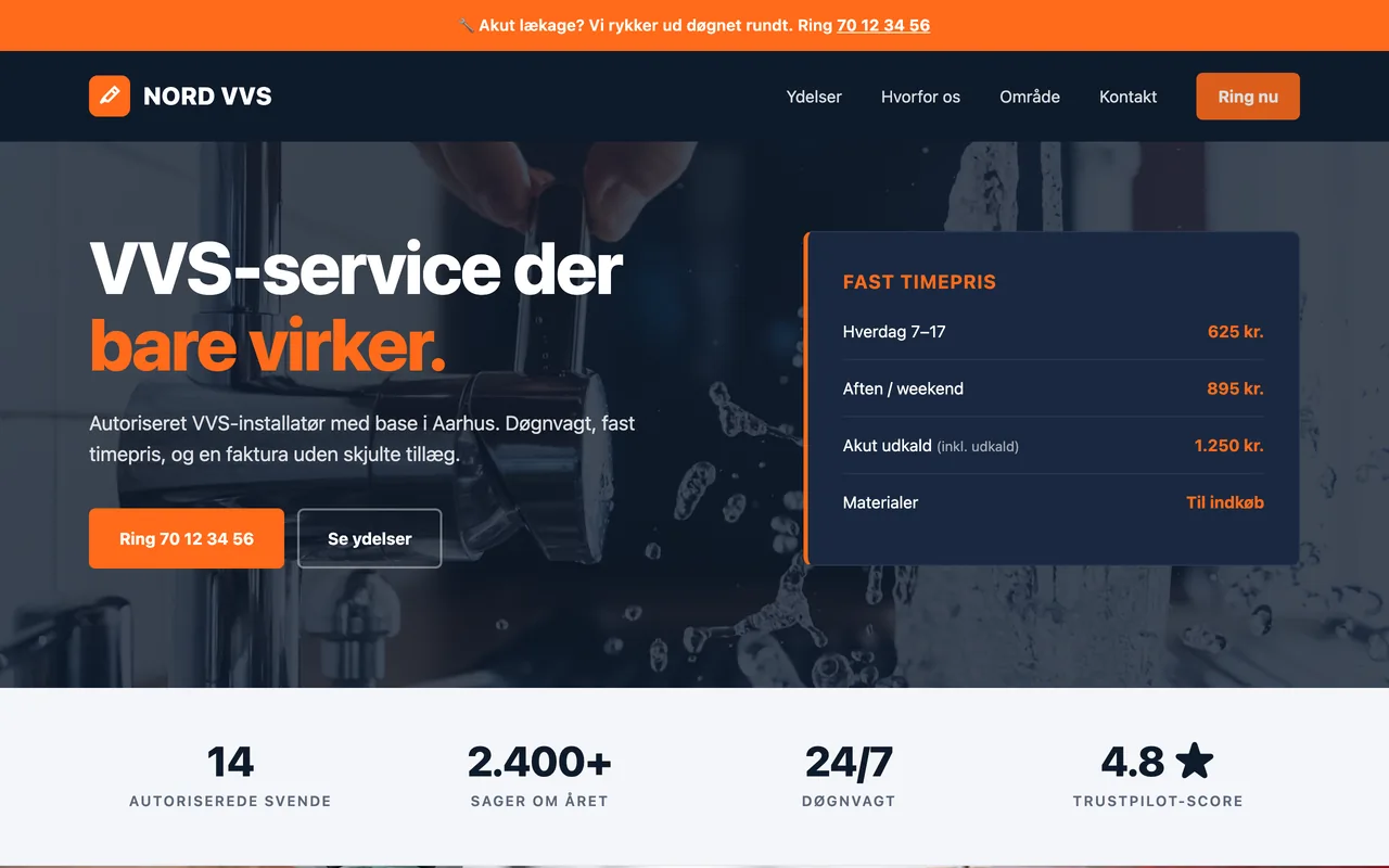 Eksempel paa hjemmeside bygget af Klart Studio